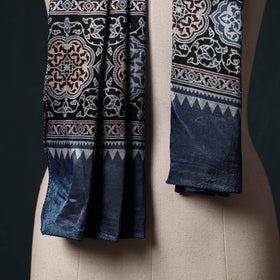 Kutch printed mashru silk stole 09 - handcrafted