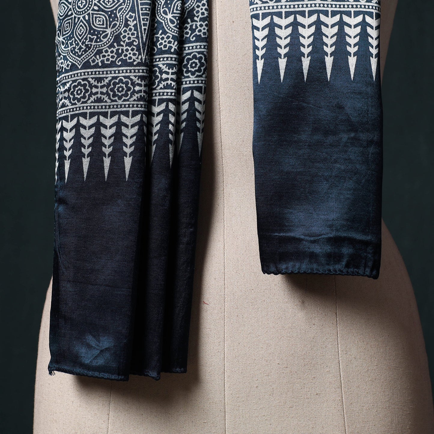 Kutch printed mashru silk stole 41 - handcrafted