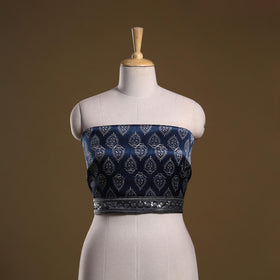 Kutch printed modal silk blouse piece with lace work 06