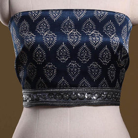 Kutch printed modal silk blouse piece with lace work 06