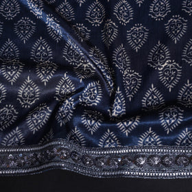 Kutch printed modal silk blouse piece with lace work 06