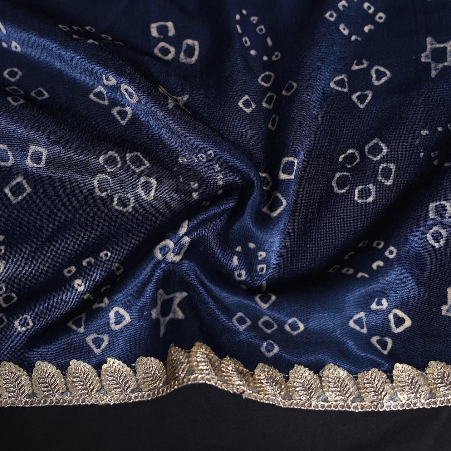 Kutch printed modal silk blouse piece with lace work 07