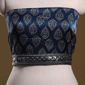 Kutch printed modal silk blouse piece with lace work 08