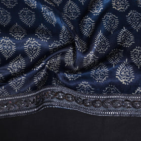 Kutch printed modal silk blouse piece with lace work 08