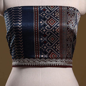 Kutch printed modal silk blouse piece with lace work 09