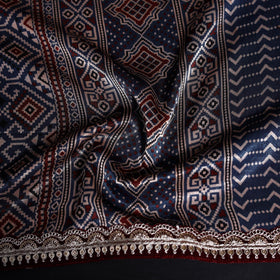 Kutch printed modal silk blouse piece with lace work 09