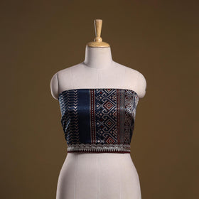 Kutch printed modal silk blouse piece with lace work 09