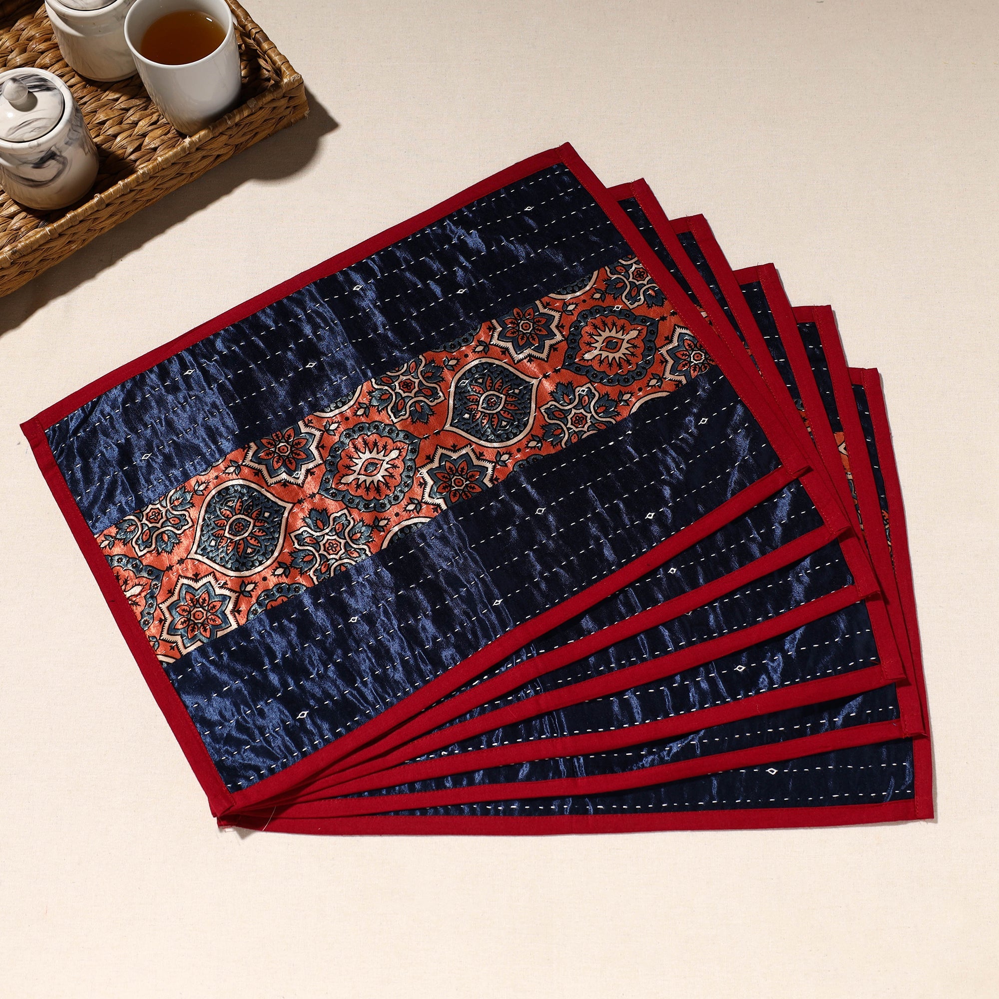  Blue Tagai Embroidery Table Mats