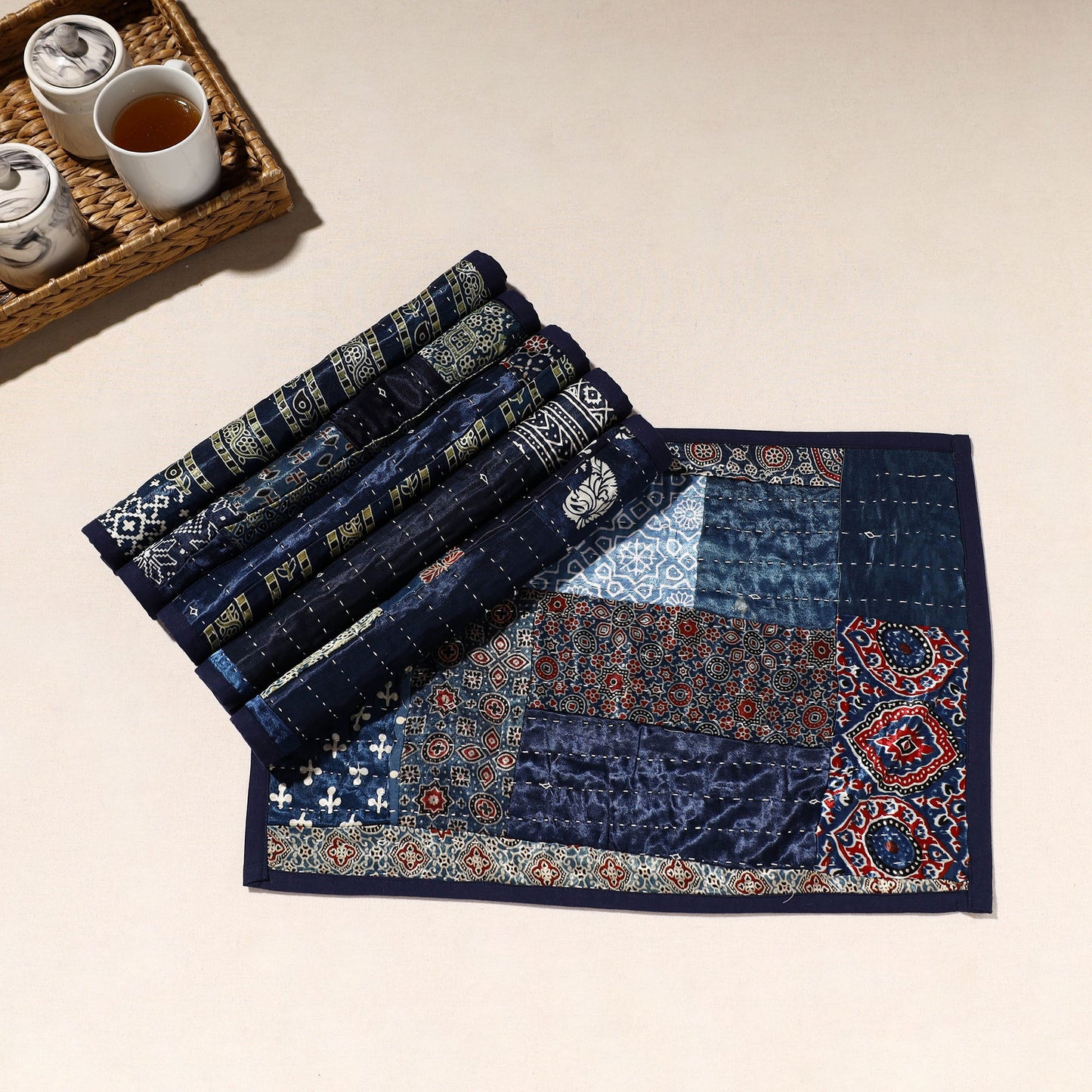  Blue Tagai Embroidery Table Mats