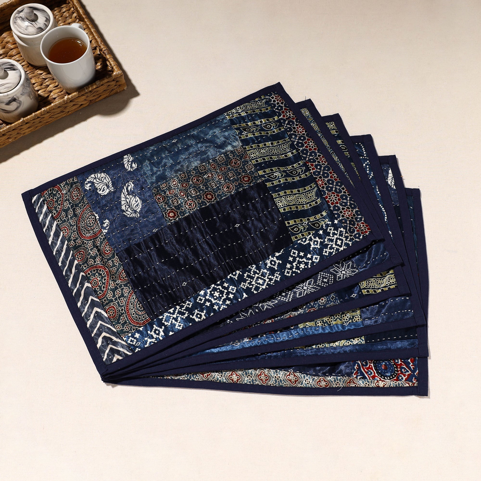  Blue Tagai Embroidery Table Mats