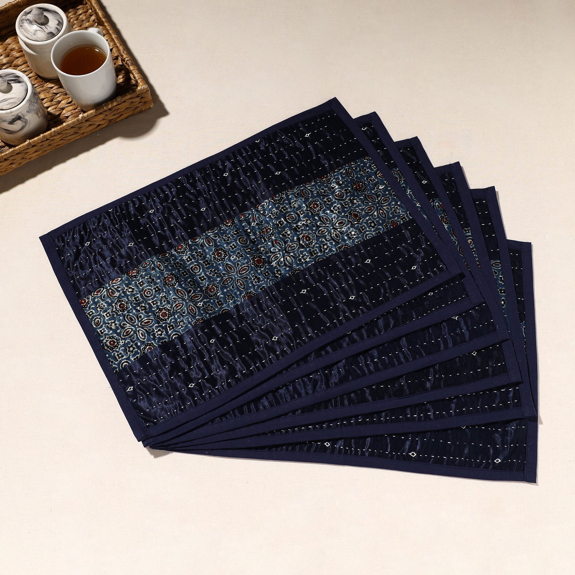  Blue Tagai Embroidery Table Mats