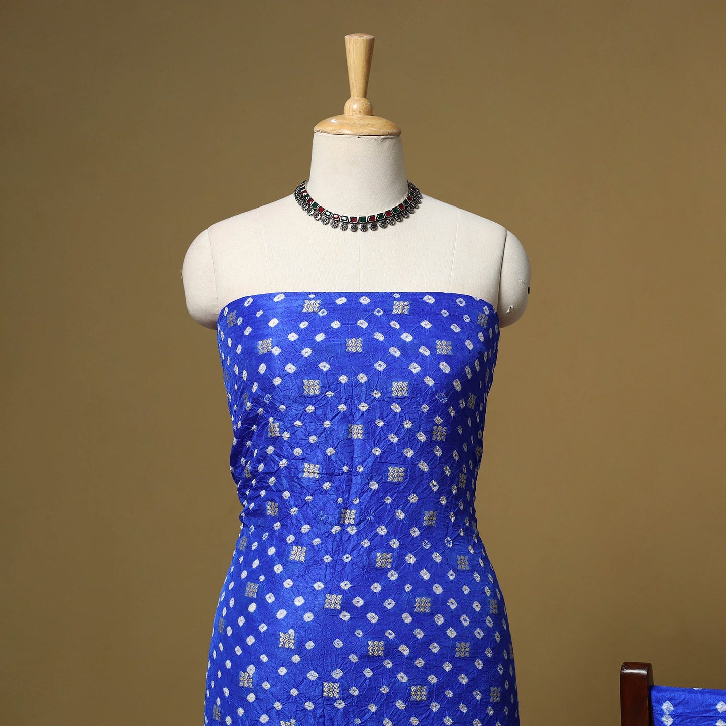 Kutch tie-dye bandhani dupion silk zari work 3pc unstitched