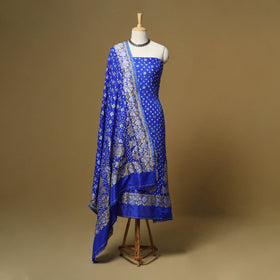 Kutch tie-dye bandhani dupion silk zari work 3pc unstitched