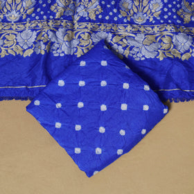 Kutch tie-dye bandhani dupion silk zari work 3pc unstitched