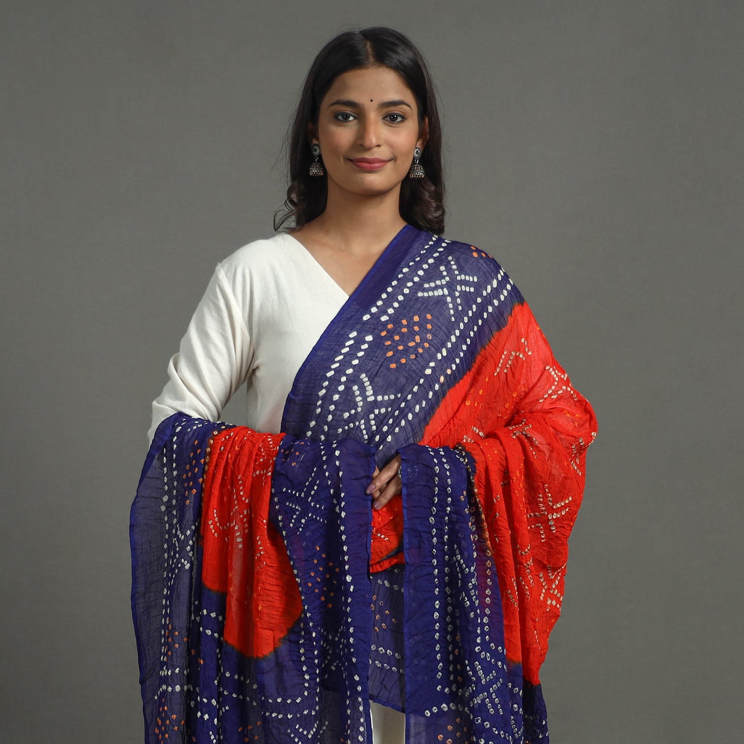 Blue - Kutch Tie-Dye Cotton Bandhani Dupatta 01