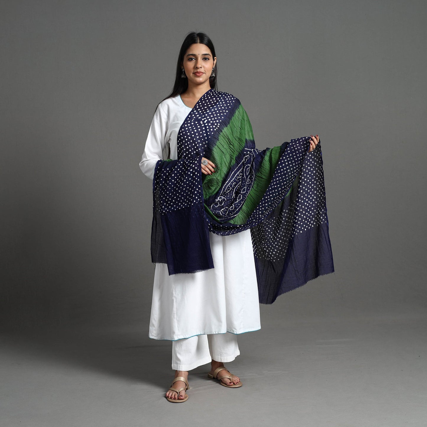 Shop Authentic Blue Bandhani Cotton Dupatta Online