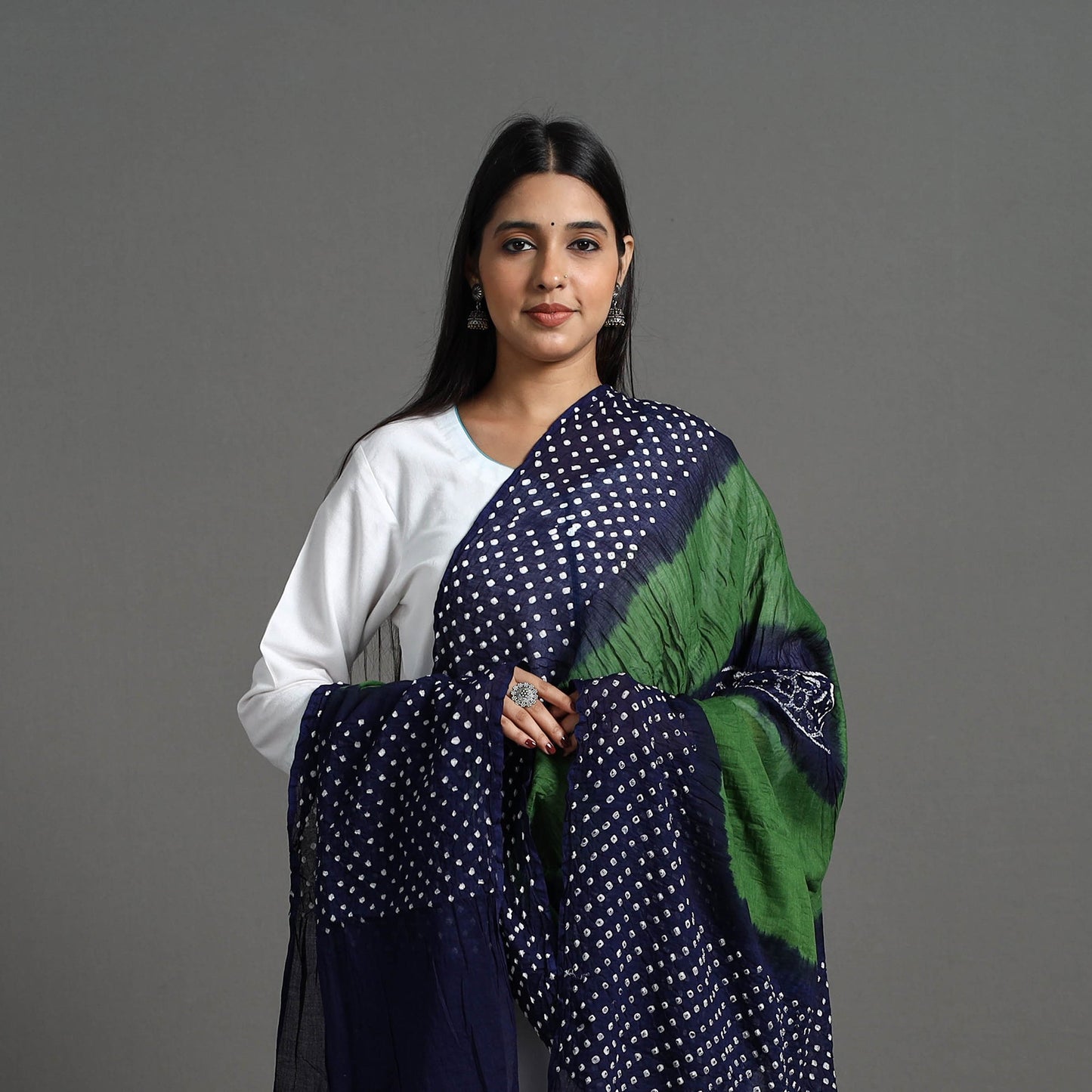 Shop Authentic Blue Bandhani Cotton Dupatta Online