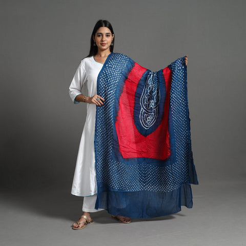 Shop Authentic Blue Bandhani Cotton Dupatta Online