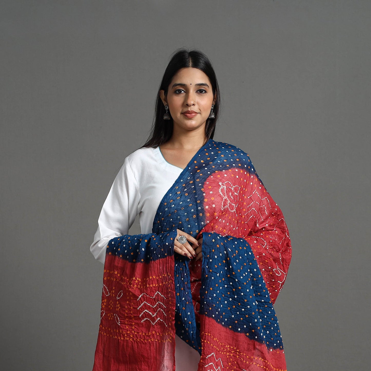 Shop Authentic Blue Bandhani Cotton Dupatta Online