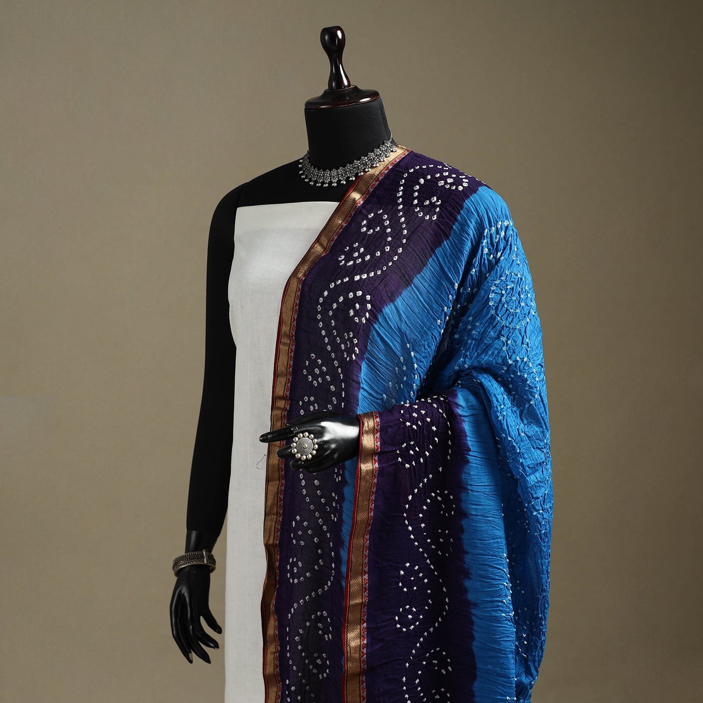 Kutch tie-dye cotton bandhani dupatta with border 57