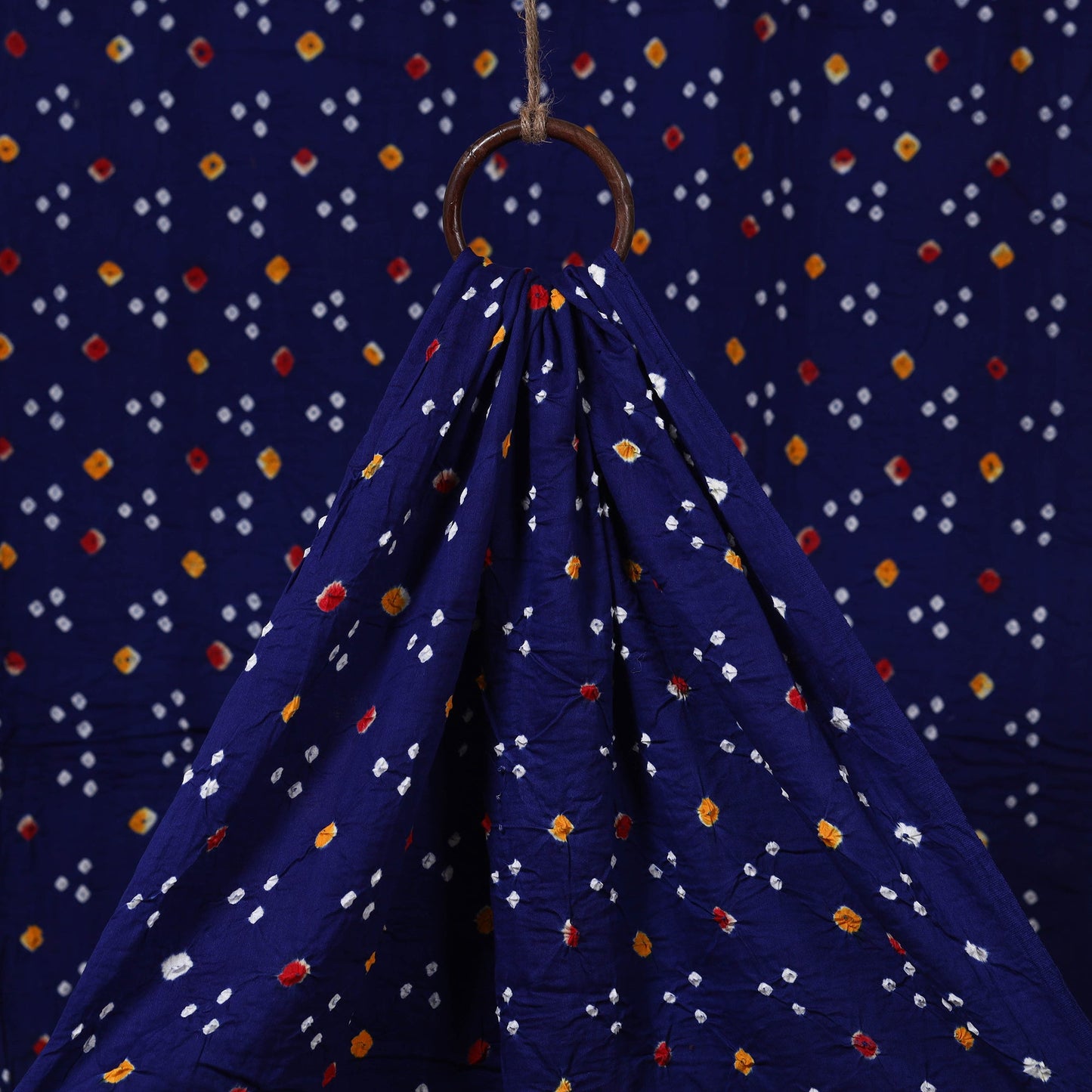 Blue - kutch tie-dye cotton bandhani fabric 14 - handcrafted