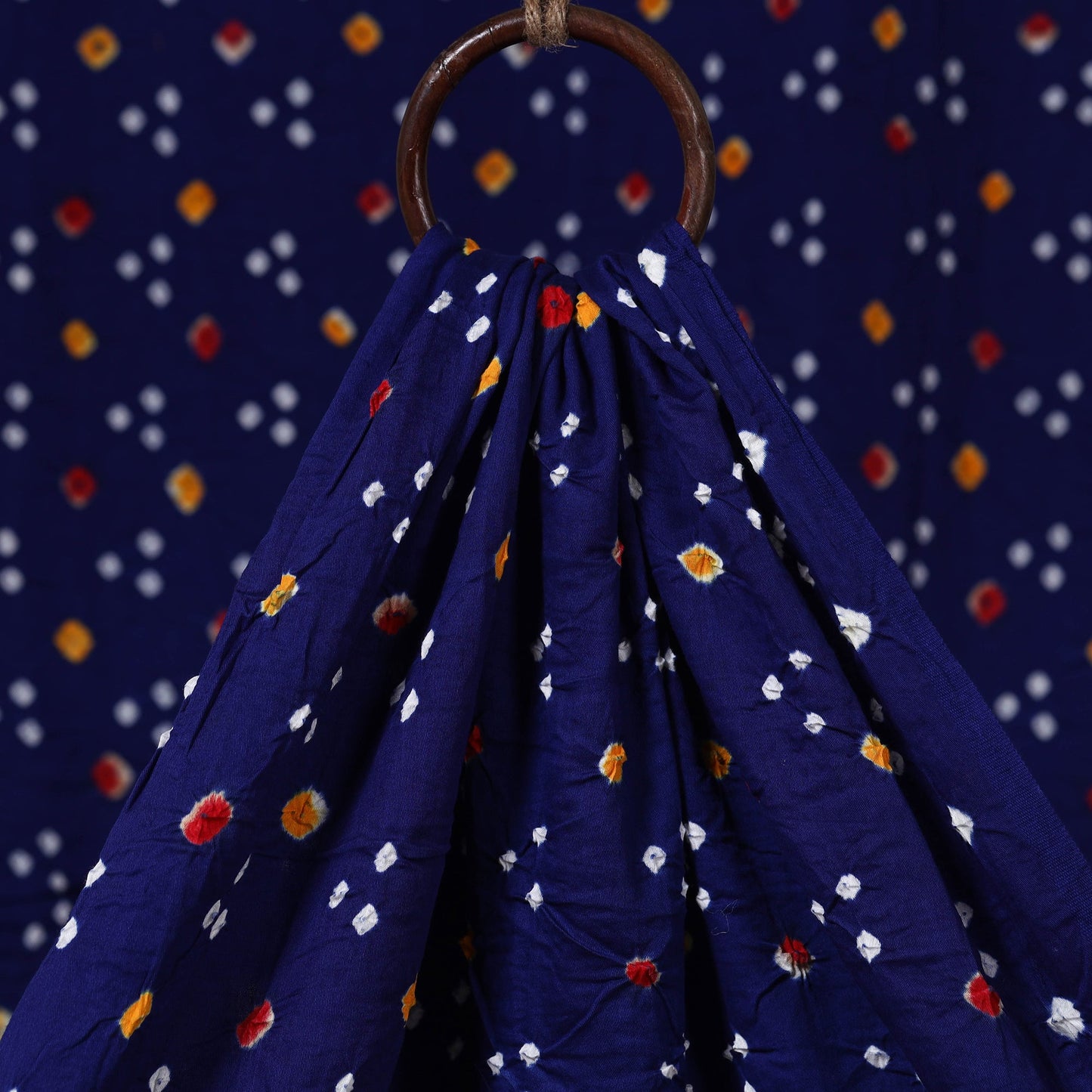 Blue - kutch tie-dye cotton bandhani fabric 14 - handcrafted