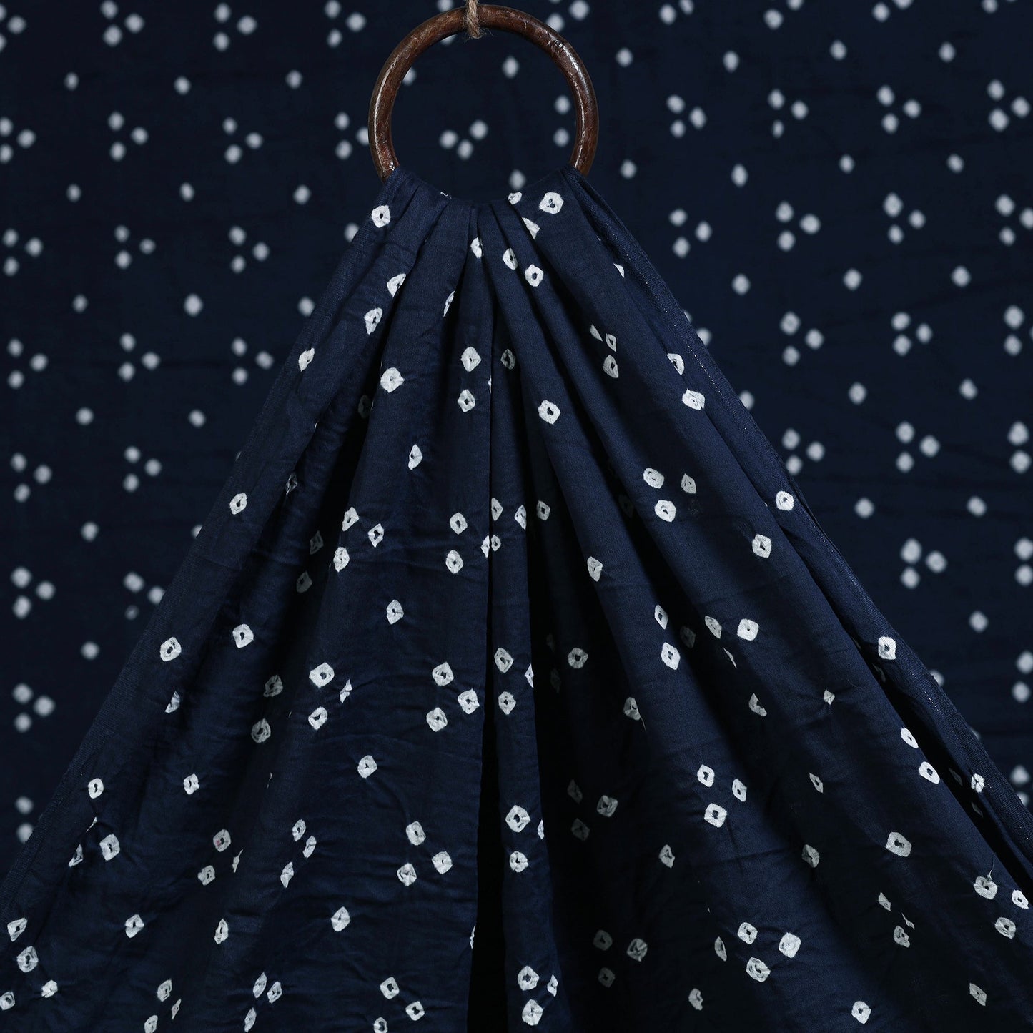 Blue - kutch tie-dye cotton bandhani fabric 17 - handcrafted