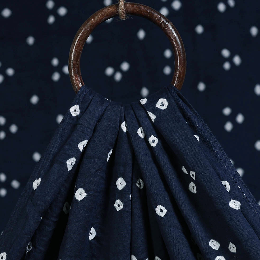 Blue - kutch tie-dye cotton bandhani fabric 17 - handcrafted
