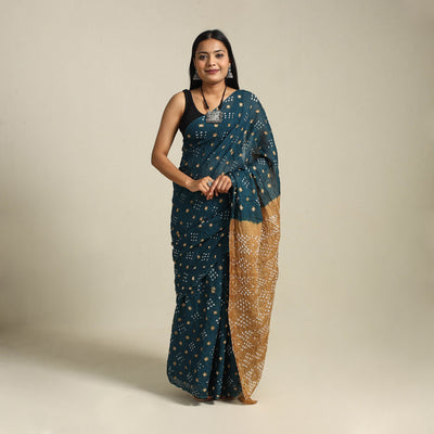 Blue Kutch Tie-Dye Cotton Bandhani Saree