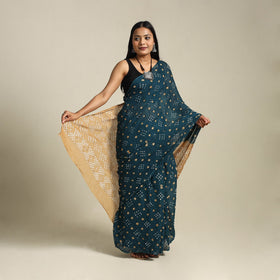 Blue Kutch Tie-Dye Cotton Bandhani Saree