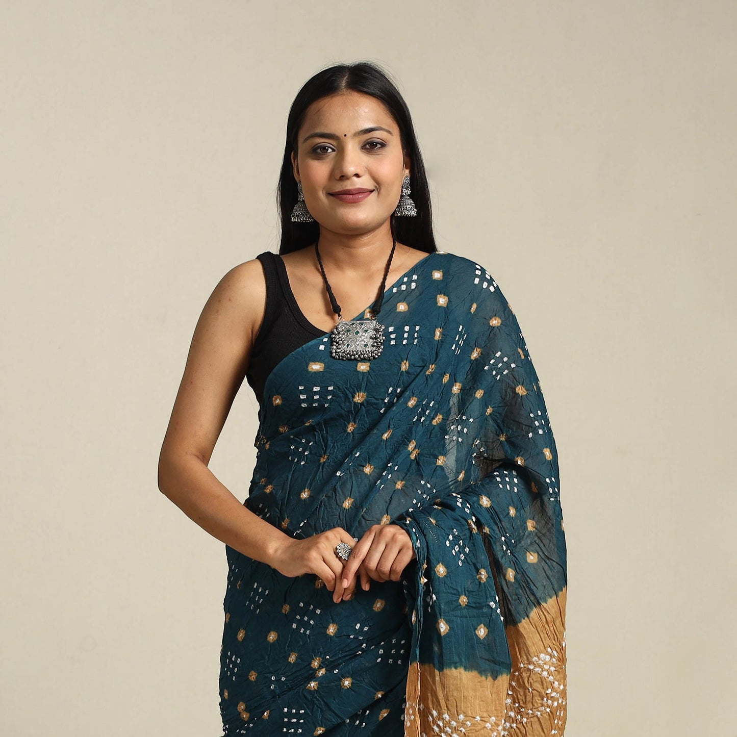 Blue Kutch Tie-Dye Cotton Bandhani Saree