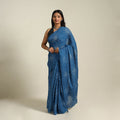Blue - kutch tie-dye cotton bandhani saree 47 - handcrafted