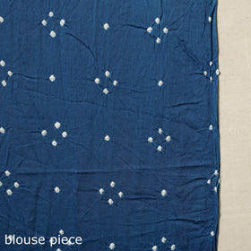 Blue - kutch tie-dye cotton bandhani saree 47 - handcrafted