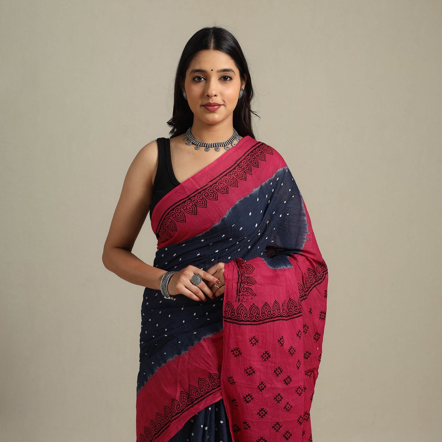 Blue Kutch Tie-Dye Cotton Bandhani Saree