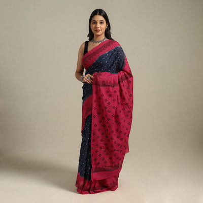 Blue Kutch Tie-Dye Cotton Bandhani Saree