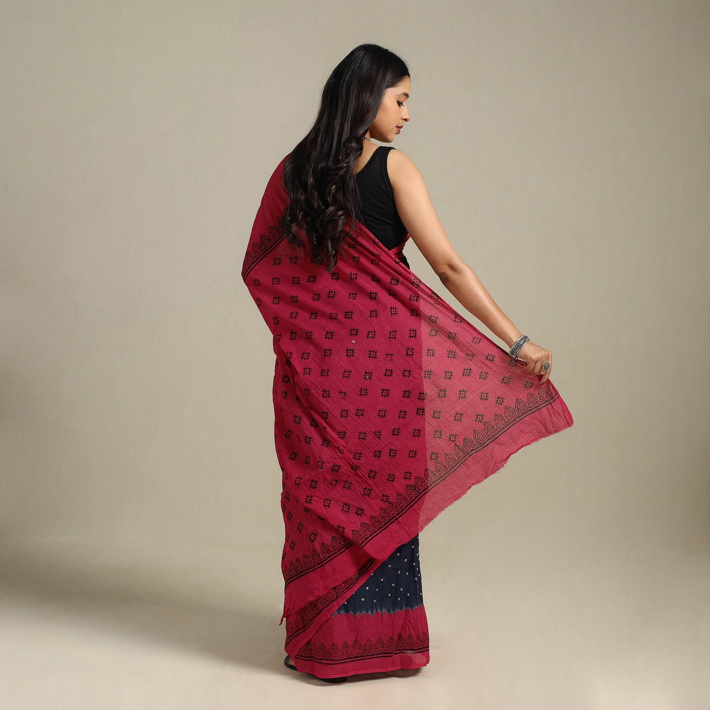 Blue Kutch Tie-Dye Cotton Bandhani Saree