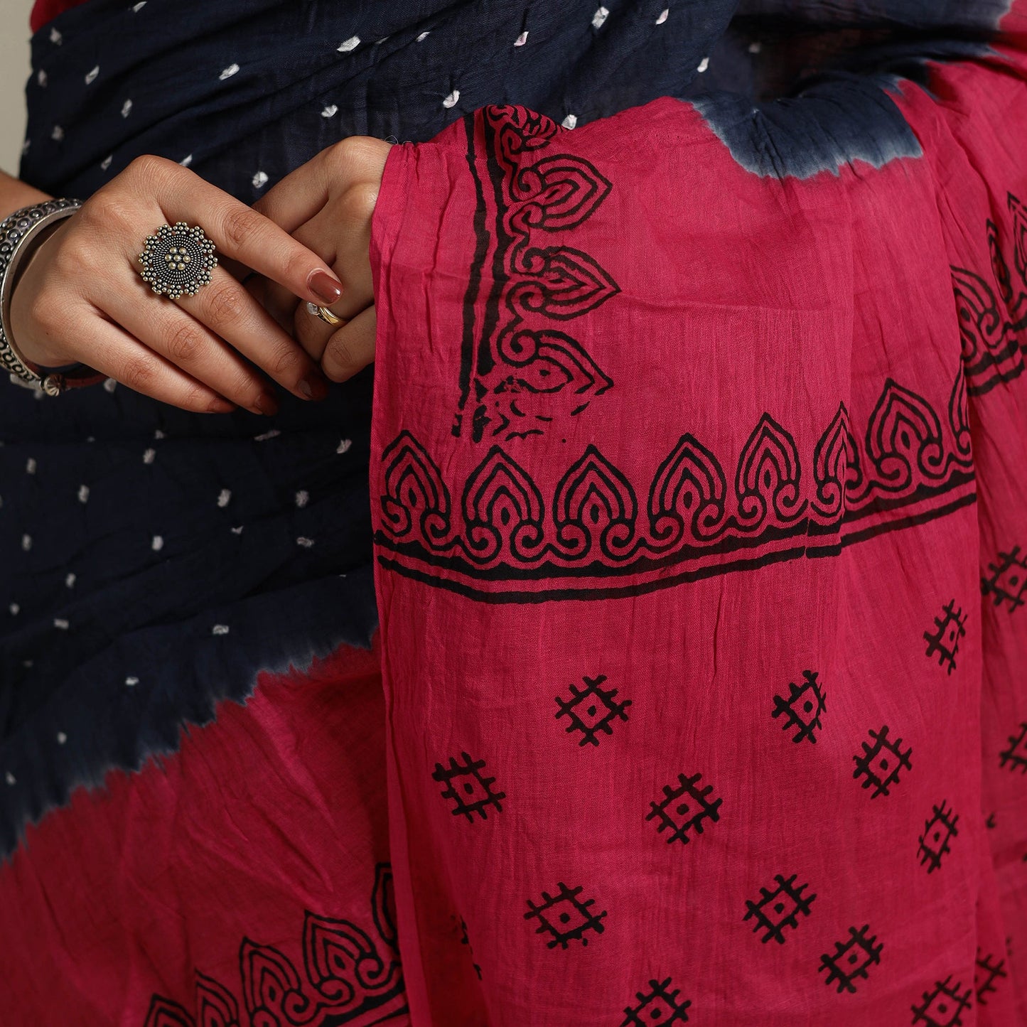 Blue Kutch Tie-Dye Cotton Bandhani Saree