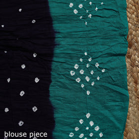 Blue - kutch tie-dye cotton bandhani saree with blouse 15