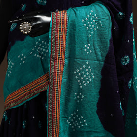 Blue - kutch tie-dye cotton bandhani saree with blouse 15