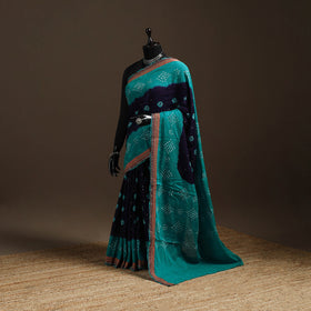Blue - kutch tie-dye cotton bandhani saree with blouse 15