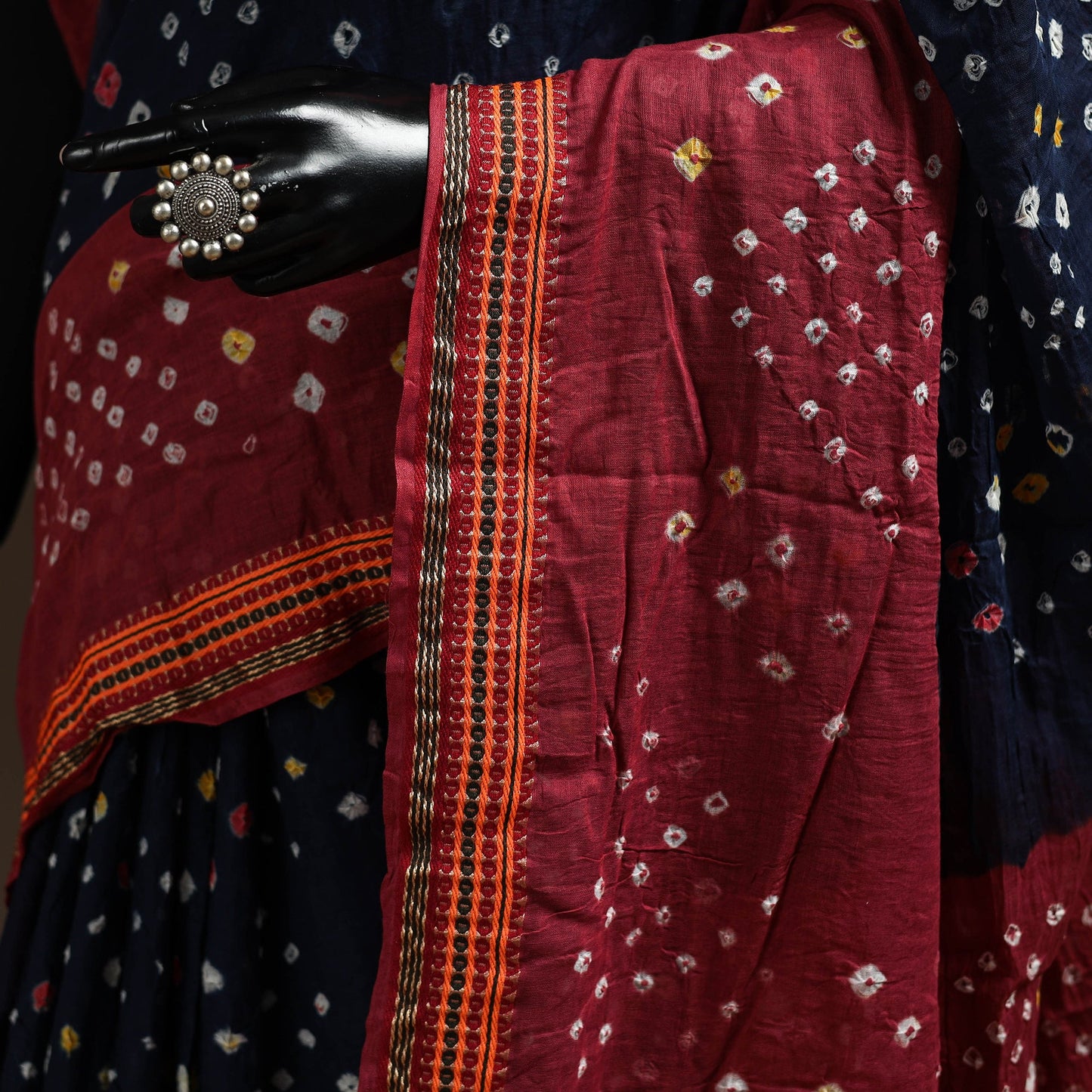 Blue - kutch tie-dye cotton bandhani saree with blouse 44