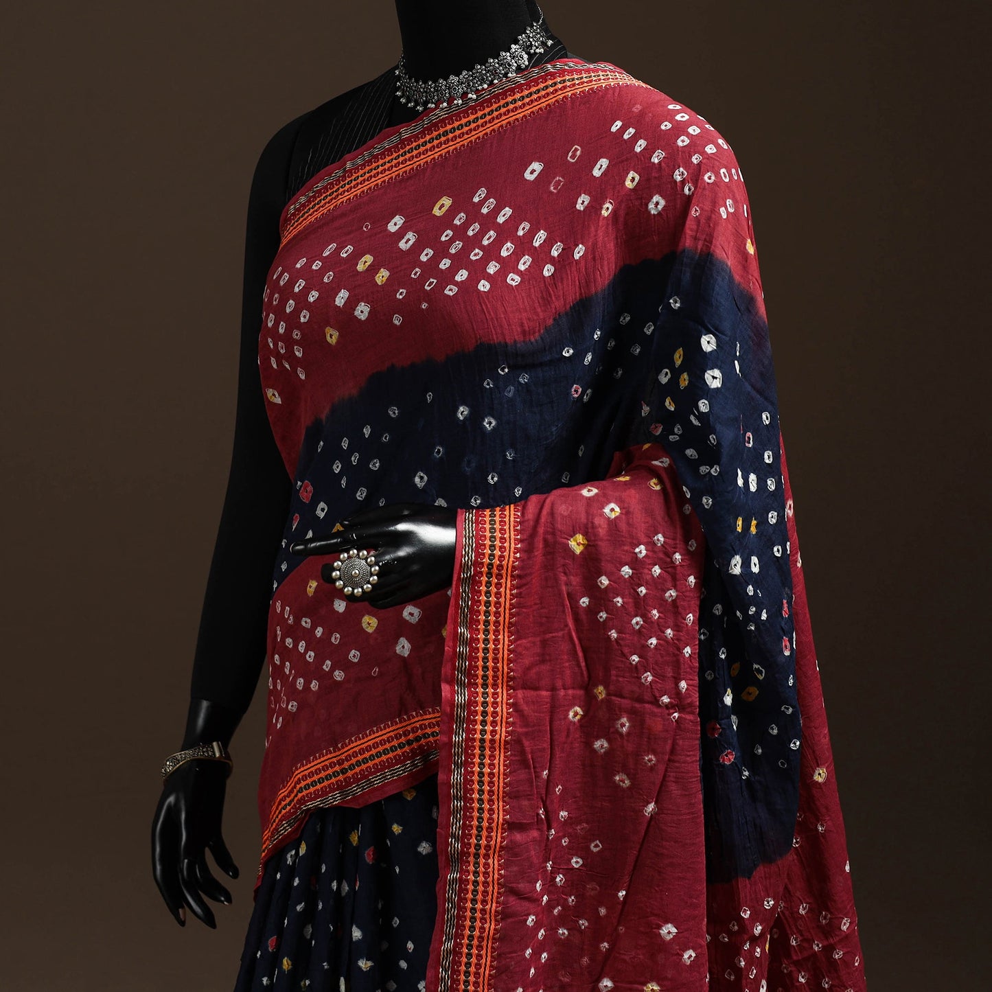 Blue - kutch tie-dye cotton bandhani saree with blouse 44