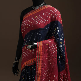 Blue - kutch tie-dye cotton bandhani saree with blouse 44