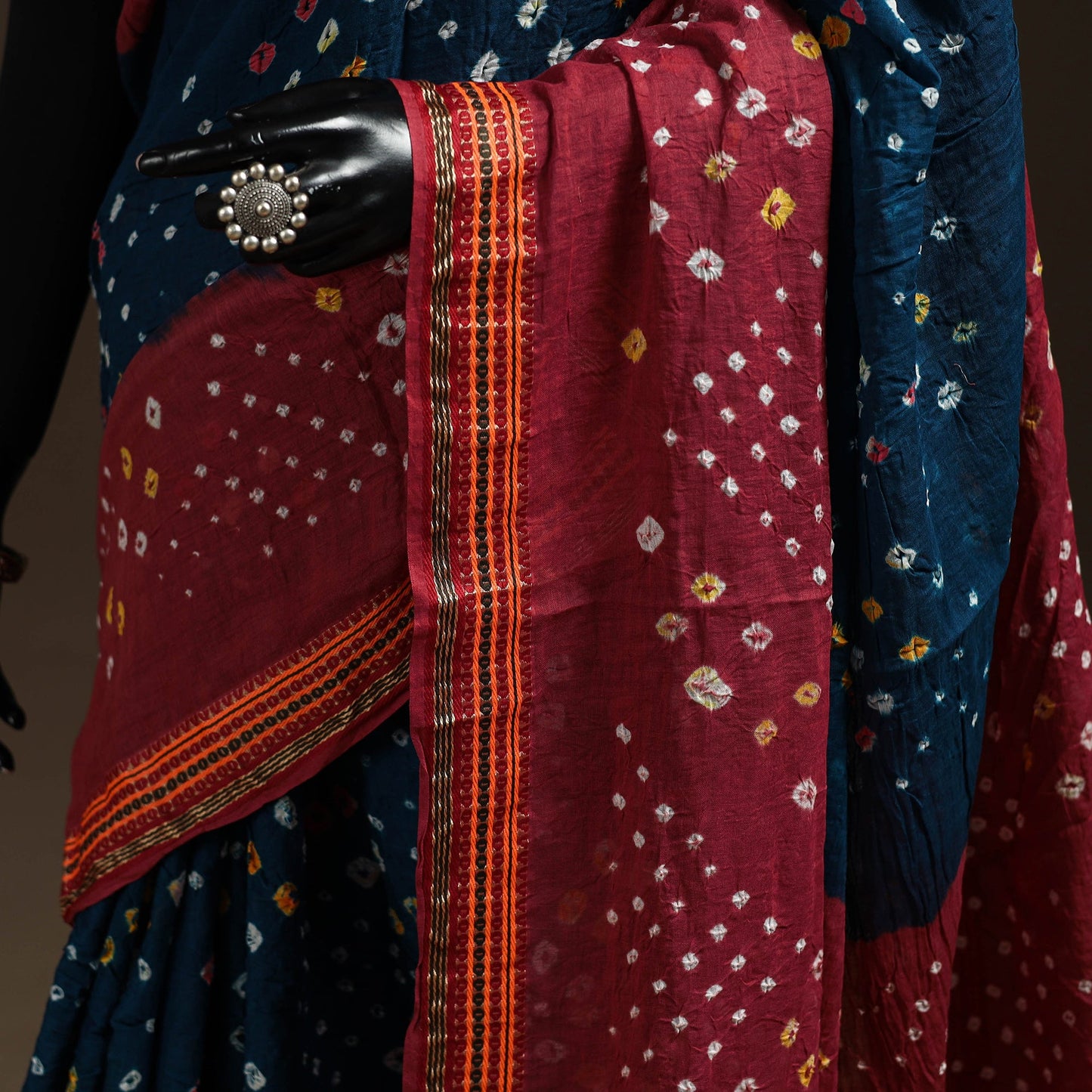 Blue - kutch tie-dye cotton bandhani saree with blouse 45