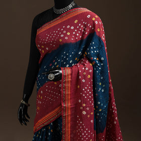 Blue - kutch tie-dye cotton bandhani saree with blouse 45