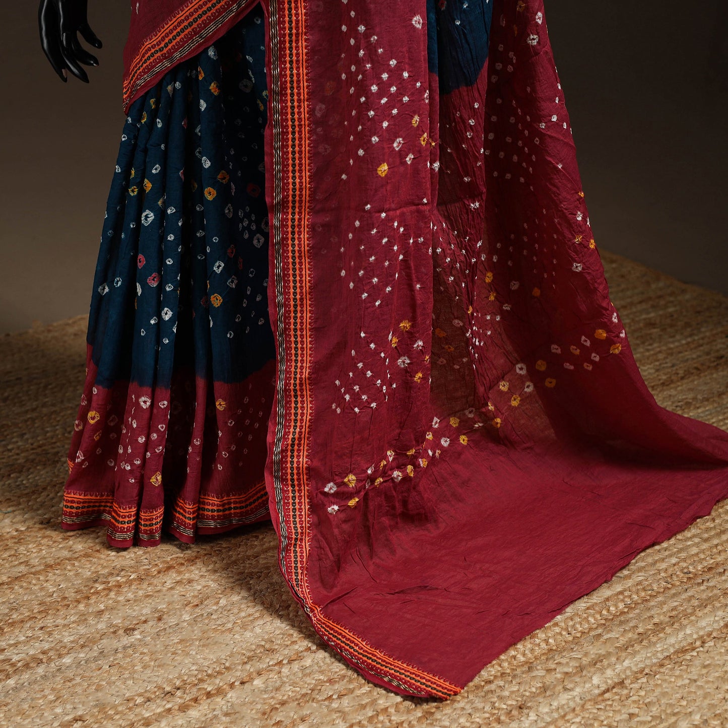 Blue - kutch tie-dye cotton bandhani saree with blouse 45