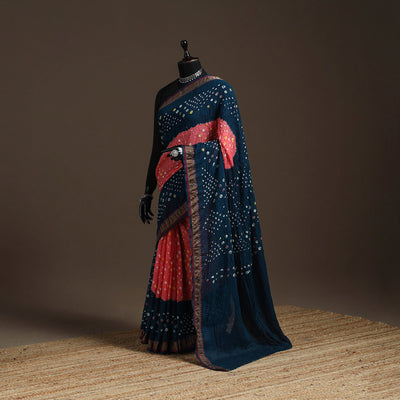 Kutch tie-dye cotton bandhani saree with blouse piece 05
