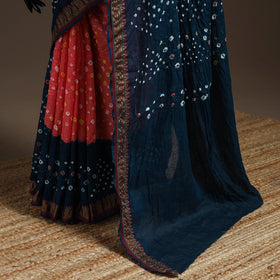Kutch tie-dye cotton bandhani saree with blouse piece 05