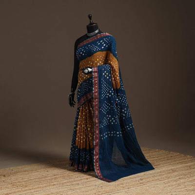 Kutch tie-dye cotton bandhani saree with blouse piece 13