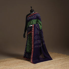 Kutch tie-dye cotton bandhani saree with blouse piece 34